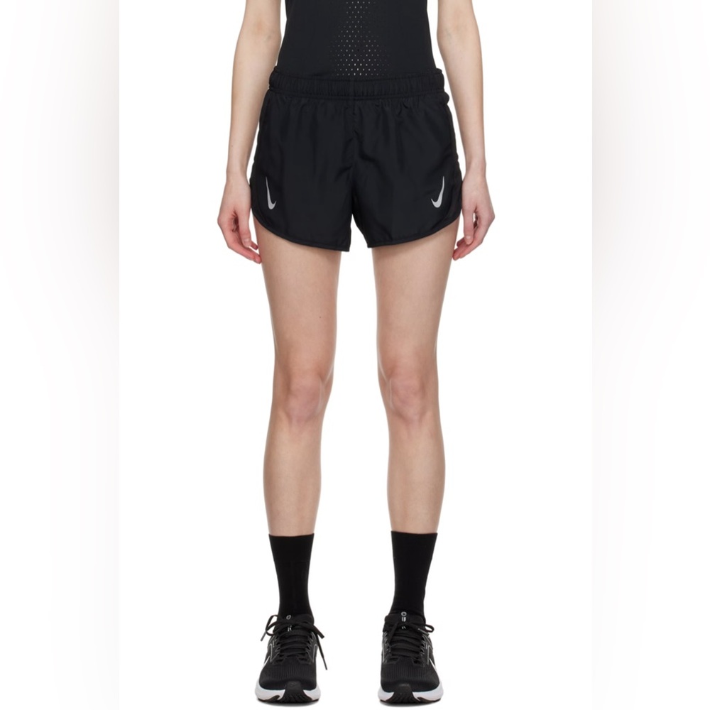 Nike Women Dri-Fit Brief Lined Tempo Race 3” Shorts w Mesh Inserts in BLACK (XS)